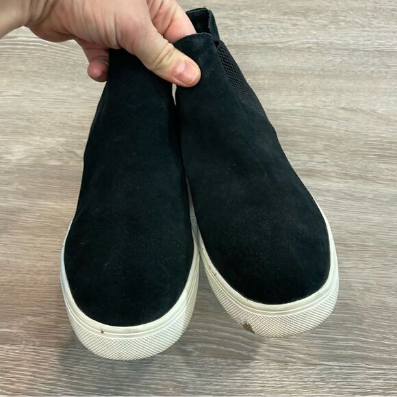 Steve Madden Sultan Womens Wedgie Sneakers Stretchy Sides 9M in Black Suede - Picture 2 of 6